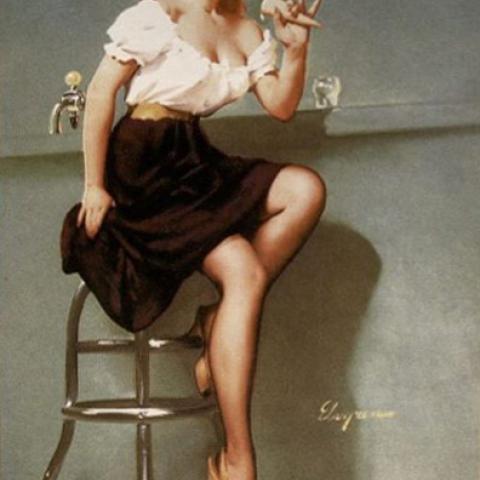 Classic 1940s artist’s pinup, in The Military Pinup Kit by Earl Moran