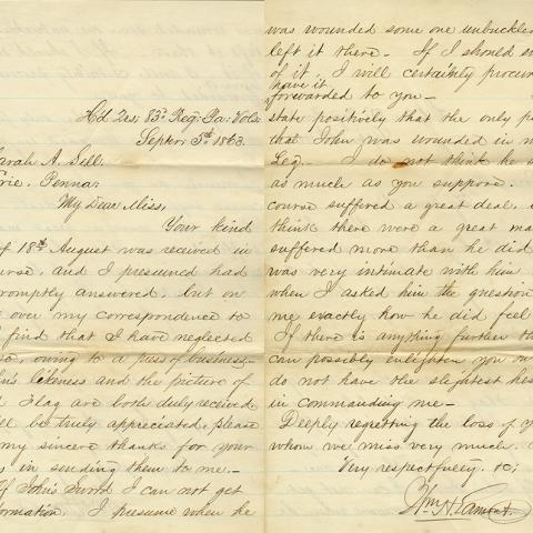 Letter from William H. Edmont to Sarah Sell