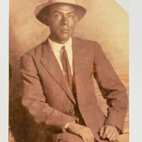 Artisan and stonemason Don Montelongo, who built many of the Stonehurst structures. circa 1930s.