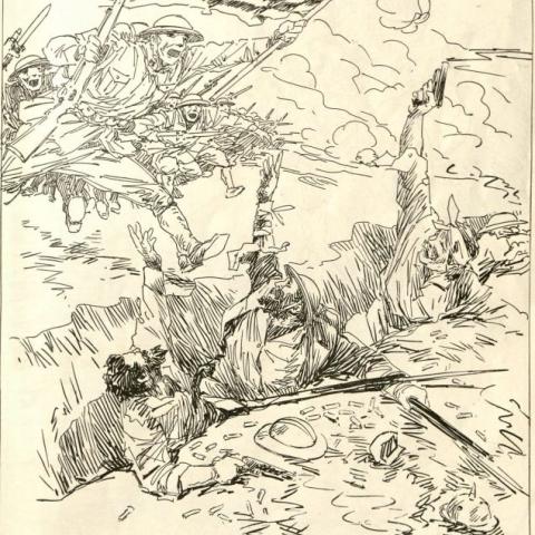 Cartoon accompanied the news of the first participation of American troops…, in Aces & Kings