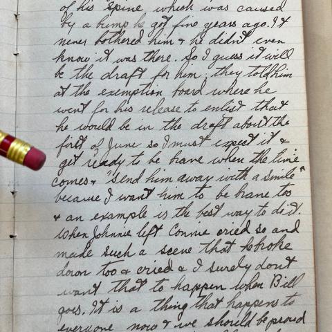Loris's entry about sending her fiancé off to war