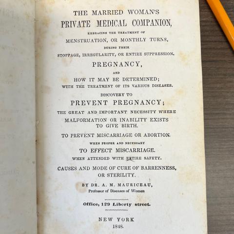 Title page of The Married Woman’s Private Medical Companion, RG121 .M38 1848
