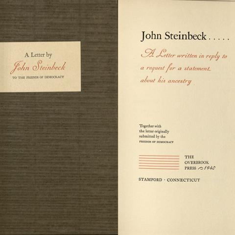 John Steinbeck, A Letter Written in Reply to a Request for a Statement About his Ancestry