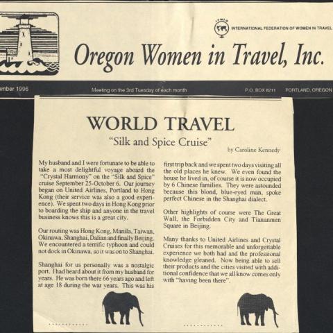 "Silk and Spice Cruise" by Caroline Kennedy in Oregon Women in Travel, Inc., 1996