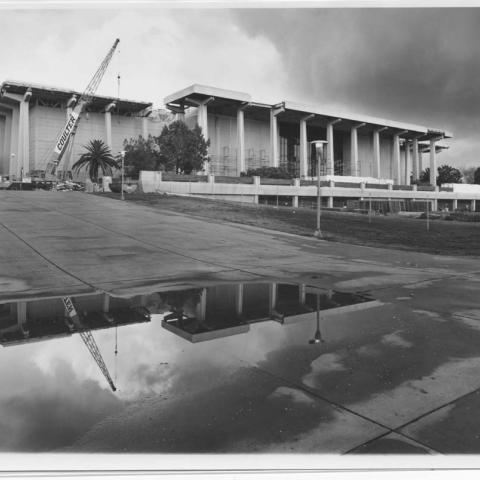 Library under construction following the earthquake