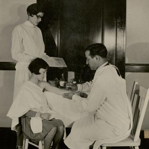 Photograph, child receiving an inoculation