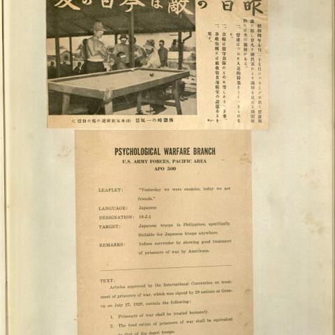 "Yesterday we were enemies, today we are friends" leaflet