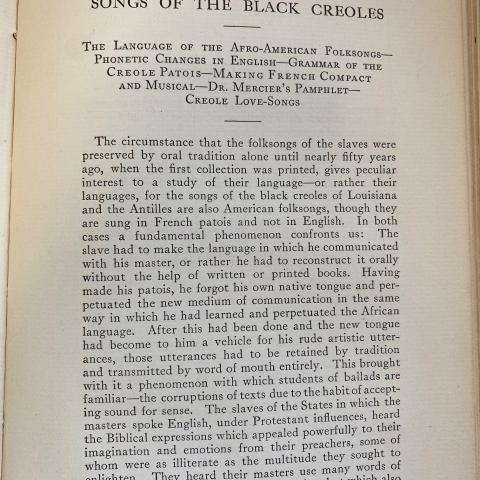 Songs of the Black Creoles from Afro-American Folksongs, ML3556 .K9 1914