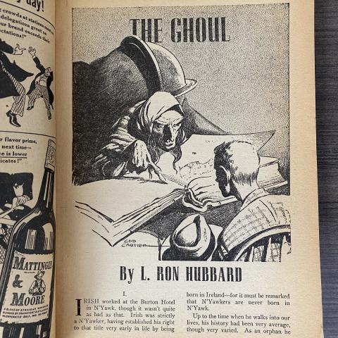 Illustration of Irish from Hubbard’s “The Ghoul," in Unknown Vol. 1 no. 6, page 9, P1 .U554