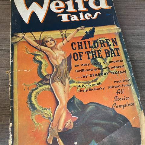 Weird Tales Volume 29, Number 1 with cover illustration from "Children of the Bat"