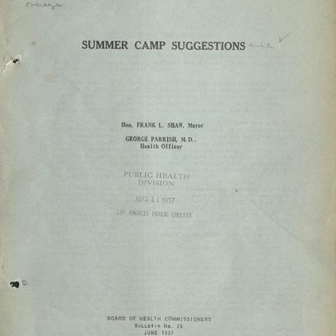 Cover, Summer Camp Suggestions, June 1937