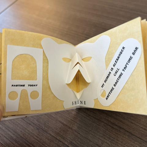 Page from Sun Cat displaying some pop-up artwork, PS3558.I32 S85 1986