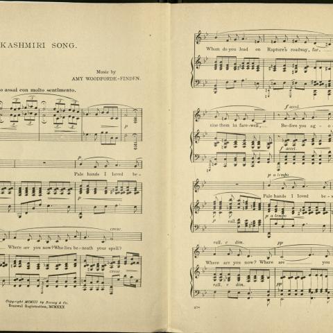 Music for “Kashmiri Song” composed by Amy Woodforde-Finden, 1903, Library of the Institute for the Study of Women in Music Collection