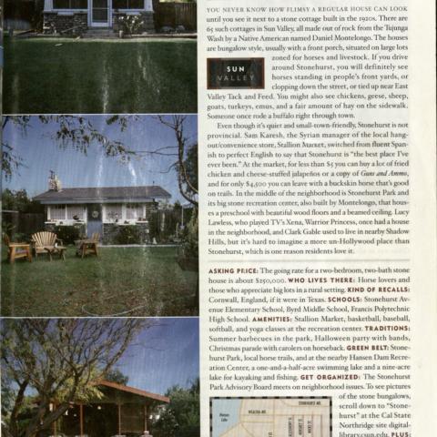 Los Angeles Magazine article highlighting the Stonehurst Historic District.