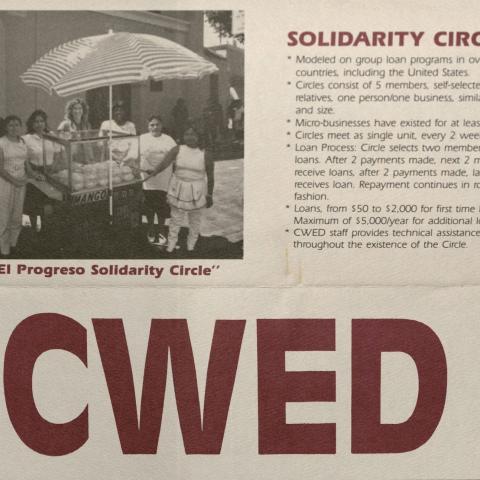 Promotional brochure featuring CWED's solidarity lending services