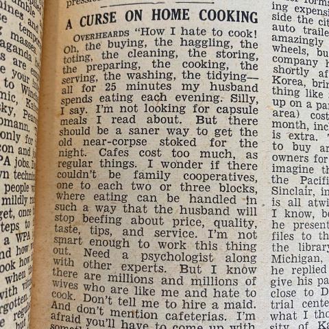 "Curse on Home Cooking" article
