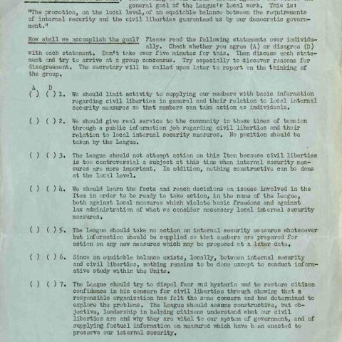 Goals for balancing internal security and civil liberty