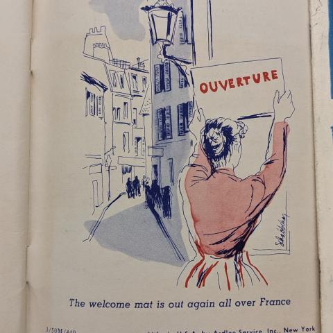 Interior page of "France says Come" Brochure, 1949