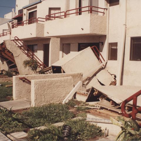 Dormitory staircases at CSUN immediately after the earthquake