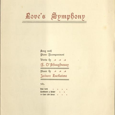 Cover of “Love’s Symphony,” 1908, Library of the Institute for the Study of Women in Music Collection