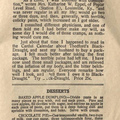 Cardui Cook Book, page 19. Culinary Pamphlet Collection