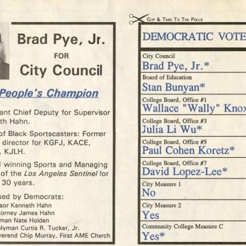 California Democratic Alliance Voter's Guide endorsement for Brad Pye Jr.