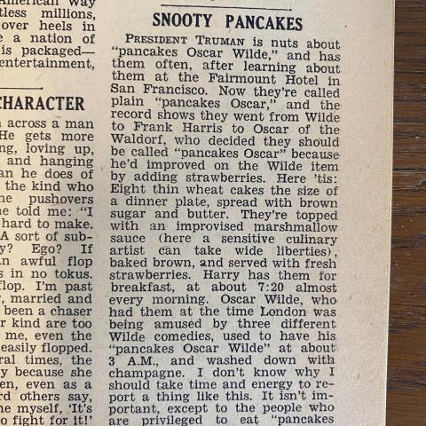 "Snooty Pancakes" article