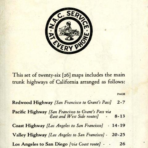 California Trunk Highways, National Automobile Club, 1925