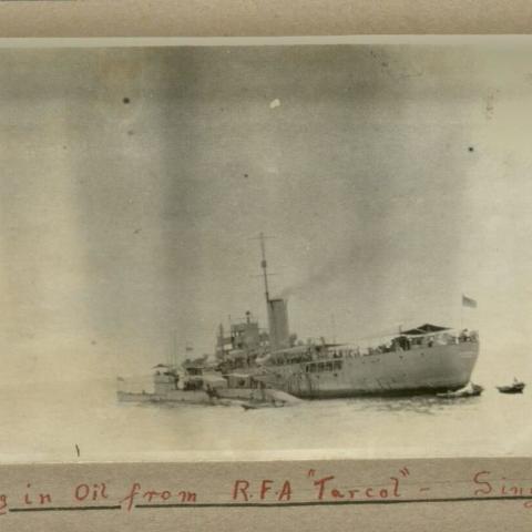 Taking on oil from the Royal Fleet Auxiliary Tarcol