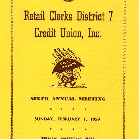 Cover, Retail Clerks District 7 Credit Union - 6th Annual Meeting, February 1, 1959