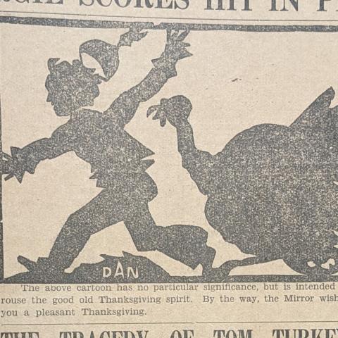 Thanksgiving illustration, Van Nuys Mirror, November 23, 1932, Van Nuys High School Newspaper Collection
