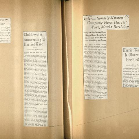 Articles about Harriet Ware, Harriet Ware Collection
