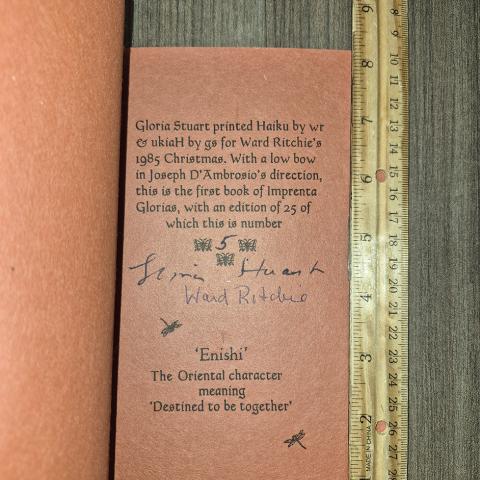 Enishi, haiku by Ward Ritchie and Gloria Stuart, PS3568.I744 H34 1985