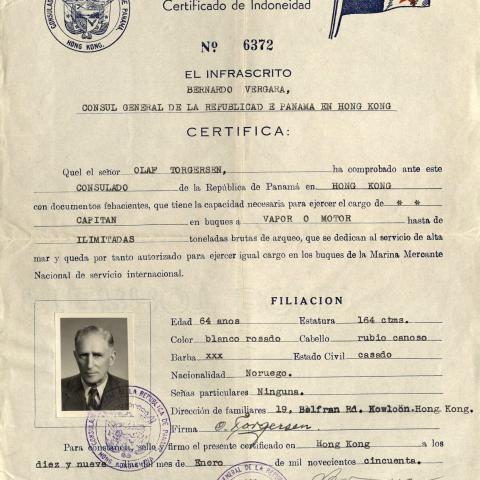 Panamanian Master’s Certificate, 1950