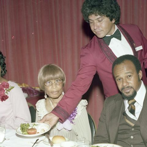 Food being served at Norma Madkim’s retirement luncheon, 1978, Jack Davis Photograph Collection, Box 17 Folder 6.