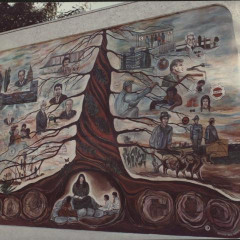 The Learning Tree by Alfredo Flores at Plaza de la Raza, 1975, Los Angeles County Federation of Labor Collection