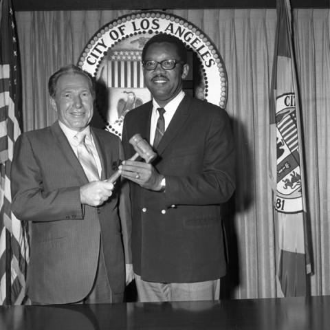 Sam Yorty and Brad Pye, Jr. at City Hall