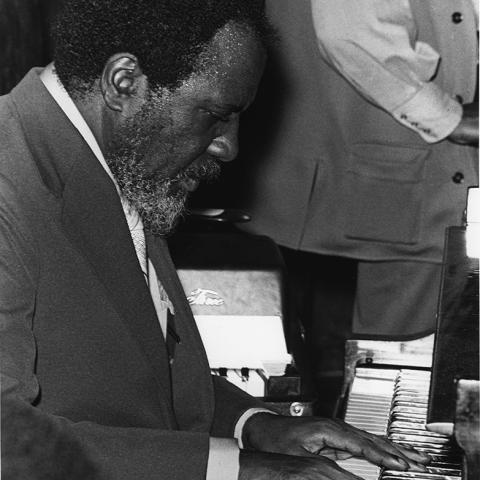 Thelonius Monk playing piano at Shelly's Manhole night club, Los Angeles, 1972.