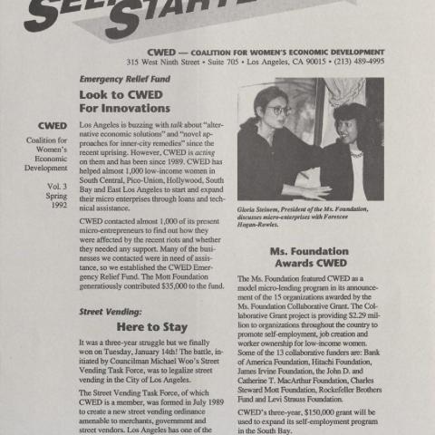 CWED newsletter, Self Starter, Spring 1992. 