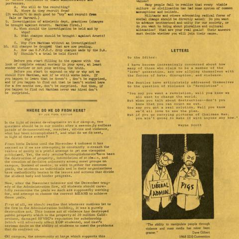 Page 2 of letter to Acting Campus President Delmar T. Oviatt, January 20, 1969. Campus Unrest and Related Campus Activities Collection