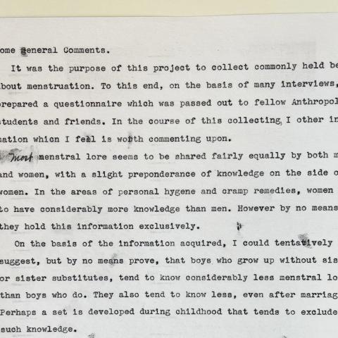Catherine Groomer’s comments at the conclusion of her student paper, Bess Lomax Hawes Student Folklore Collection, Box 10 Folder 23