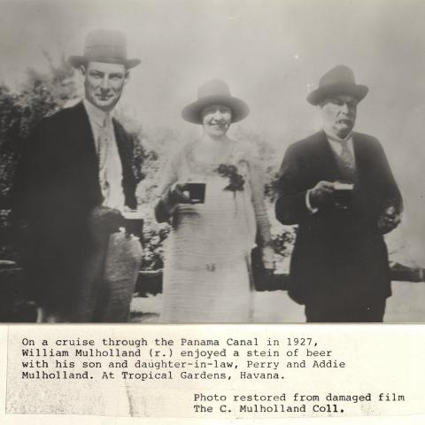 William Mulholland with Perry and Addie Mulholland, 1927