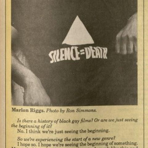 Interview with filmmaker, Marlon Riggs, BLK, issue number 17, 1990