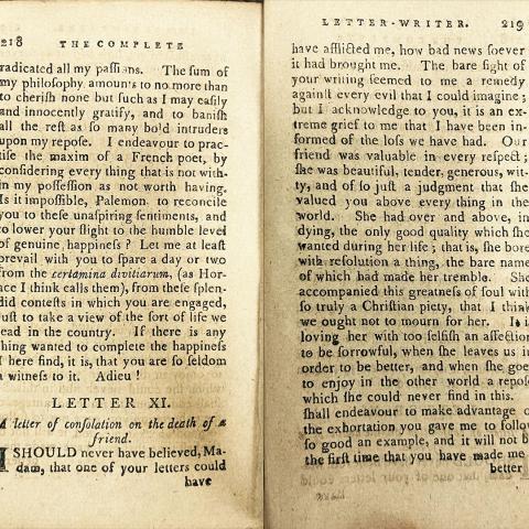 A Letter of Consolation on the Death of a Friend. PE 1495 .C65 1797