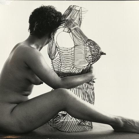Nude and sculpture, undated, Calvin Hicks Photograph Collection, Box 4 Folder 2