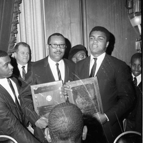 Muhammad Ali with Brad Pye, Los Angeles, about 1965, Harry Adams Collection, 93.01.HA.B4.N35.650.2