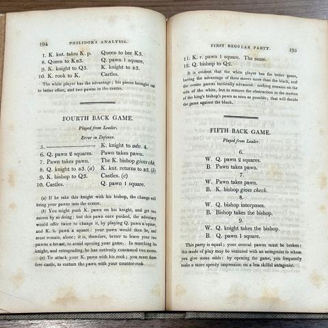 Different back games in The Studies of Chess by A.D. Philidor
