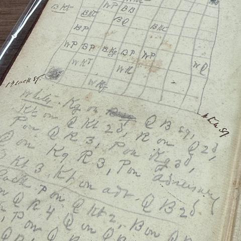 Handwritten game in The Manual of Chess