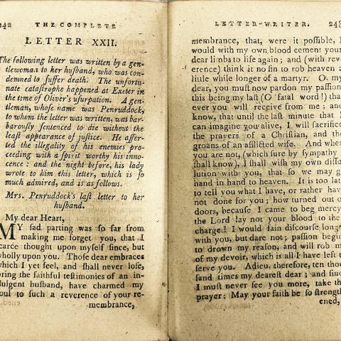 Letter from a Lady to her Husband Sentenced to Death. PE 1495 .C65 1797