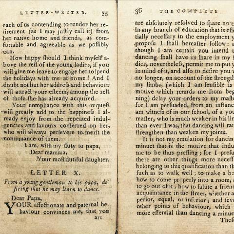 Letter from a Son to His Dad, Wanting to Learn How to Dance. PE 1495 .C65 1797